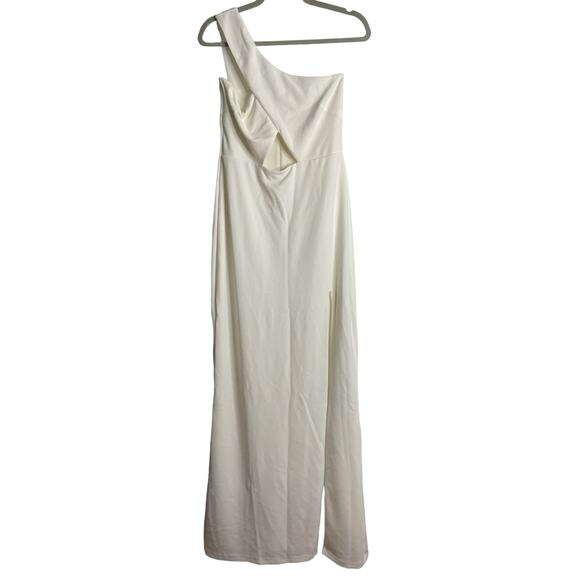 Nookie Bliss Cut Out Gown Maxi Dress One Shoulder Cut-Out Front High Slit Large - Picture 6 of 14